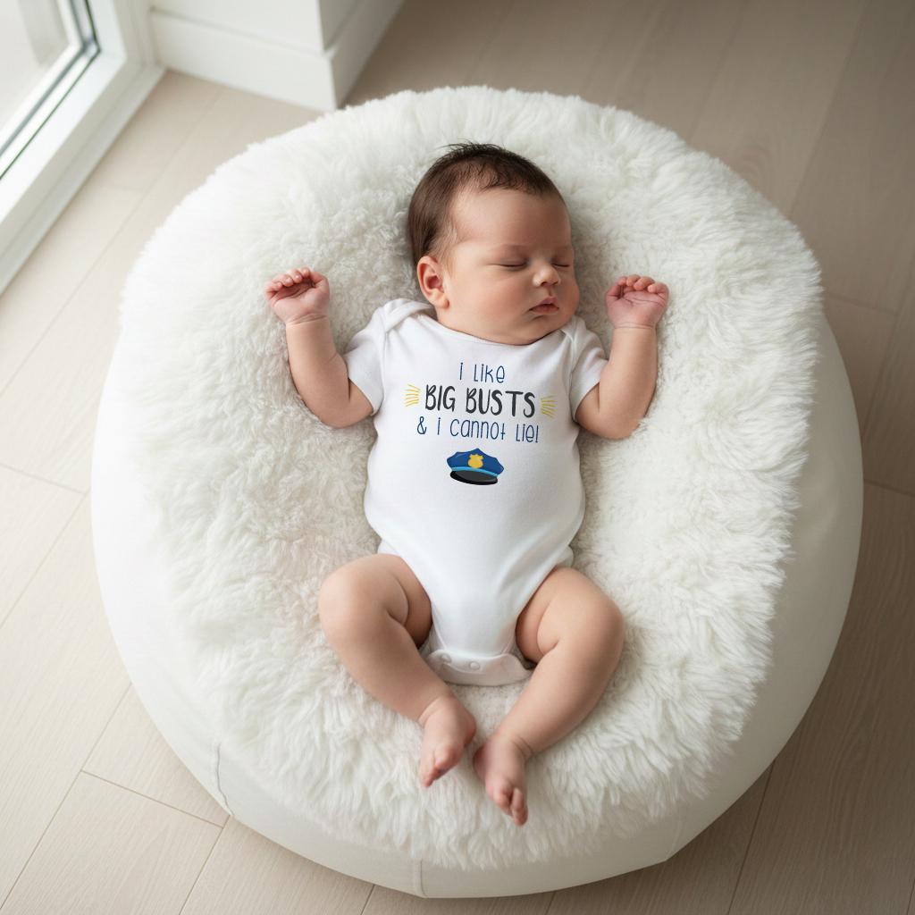 Police Baby, I like Big Busts and I Cannot Lie, Law Enforcement Baby, Police Baby Gift, Highway Patrol Due, Law Parents Gift, State Troopers
