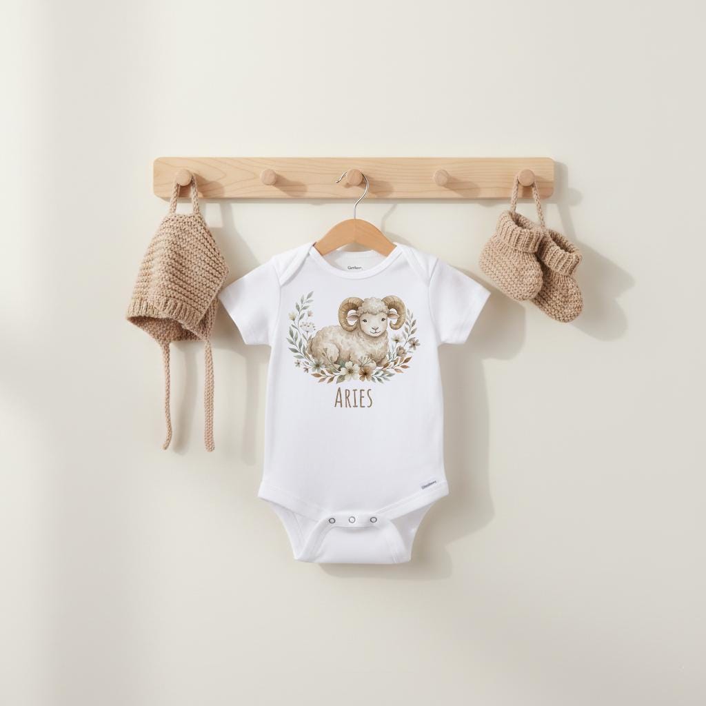 Aries Baby Onesie®, Zodiac Sign Baby Outfit, Astrology Baby Shower Gift, Horoscope Baby Bodysuit, March April Birthday, Newborn Zodiac Shirt