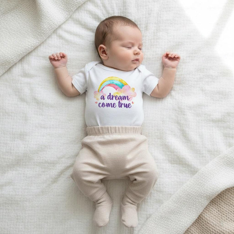 A Dream Come True Rainbow Baby Bodysuit, Newborn Outfit