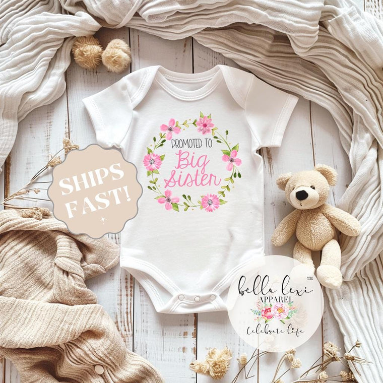 Promoted to Big Sister Onesie | Pregnancy Announcement, Sibling Reveal
