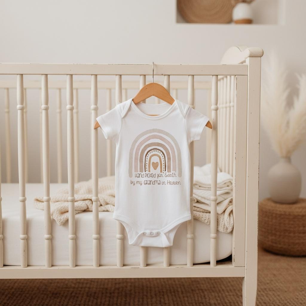 Grandma Memorial, Hand picked By My Grandma in Heaven, Mom Memorial shirt, In Memory of my Mom, Memorial Baby Reveal