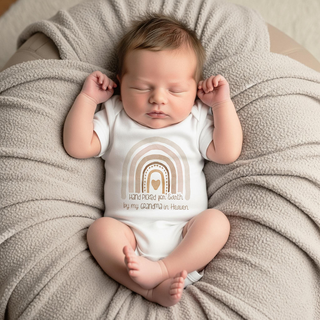 Grandma Memorial, Hand picked By My Grandma in Heaven, Mom Memorial shirt, In Memory of my Mom, Memorial Baby Reveal