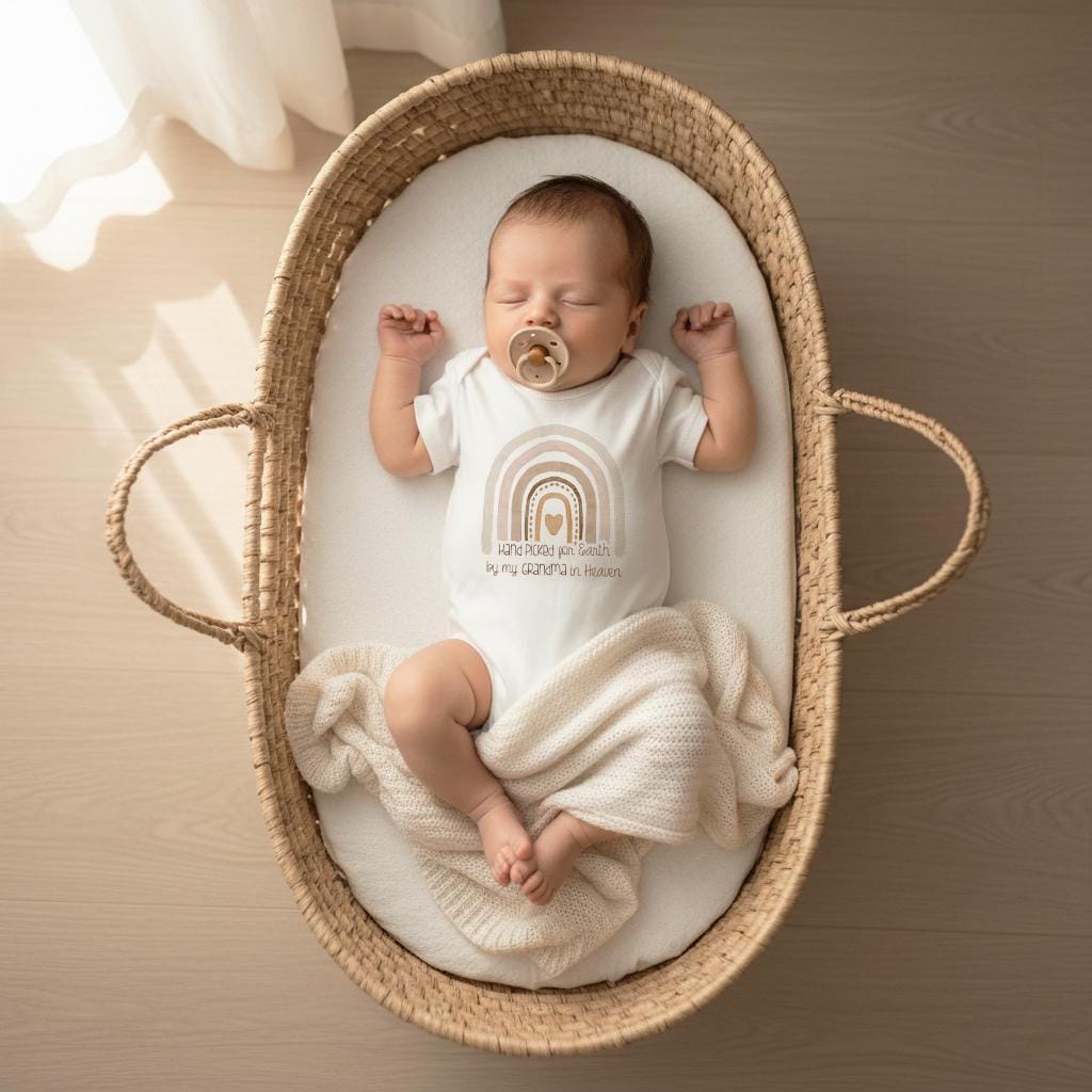 Grandma Memorial, Hand picked By My Grandma in Heaven, Mom Memorial shirt, In Memory of my Mom, Memorial Baby Reveal
