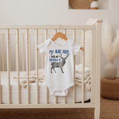 Baby Shower Gift, My Aunt Loves Me Deerly Baby Onesie®, Hunter Baby Gift, Cute Gift from Aunt, Personalized Newborn Gift