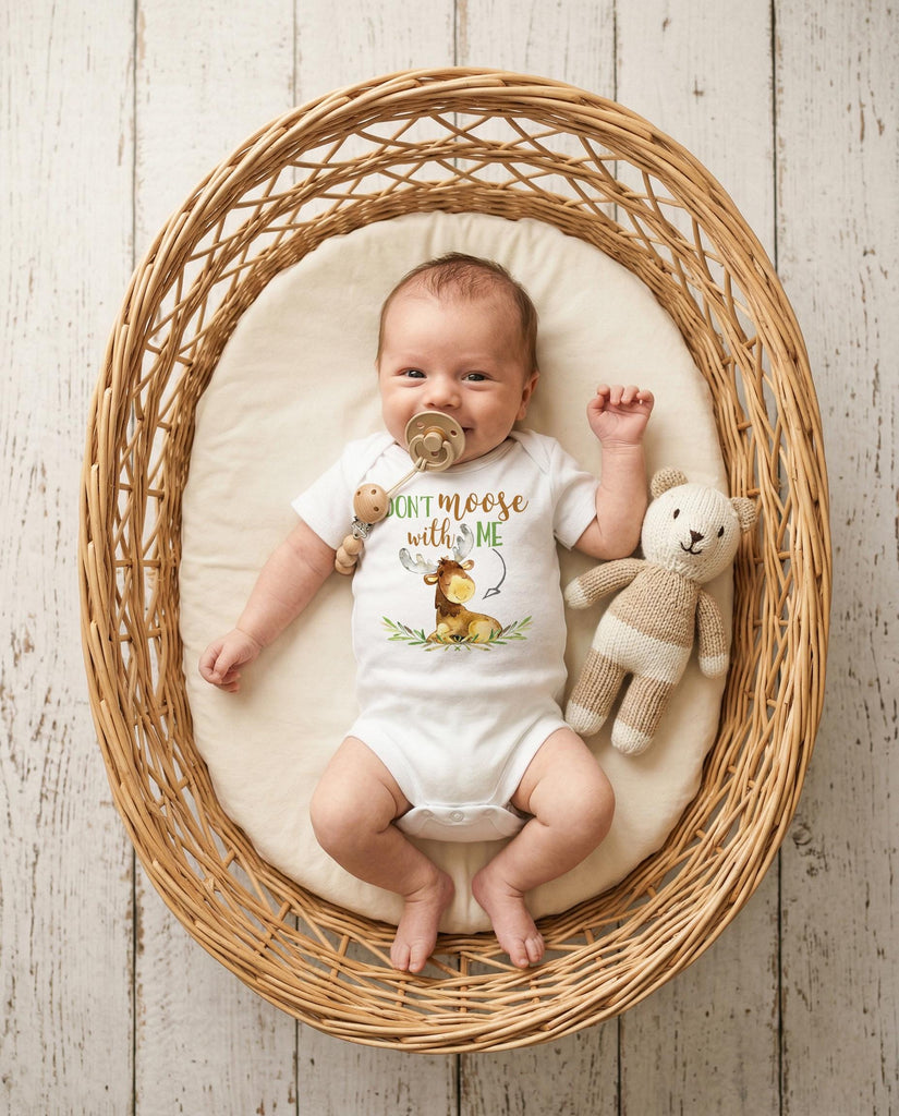 Baby Shower Gift, Moose Onesie®, Don't Moose With Me, Newborn Gift, Nephew Gift, Woodland Theme, Baby Boy Gift, Baby Girl Gift, Nephew Gifts