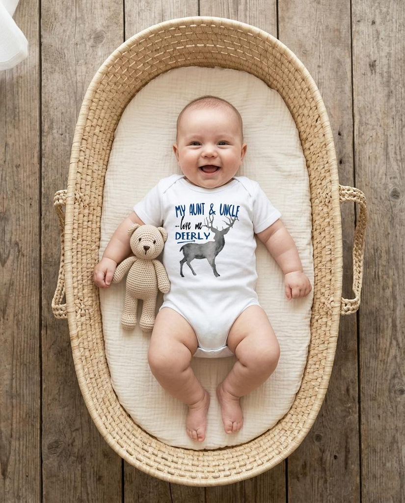 Baby Shower Gift, My Aunt & Uncle Love Me Deerly, Nephew Gift, Aunt Onesie®, Uncle Onesie, Deer Theme, Best Aunt Ever, Newborn Gifts,Newborn