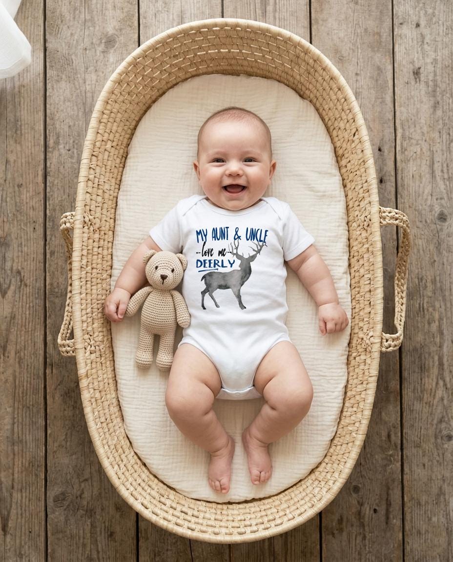 Baby Shower Gift, My Aunt & Uncle Love Me Deerly, Nephew Gift, Aunt Onesie®, Uncle Onesie, Deer Theme, Best Aunt Ever, Newborn Gifts,Newborn