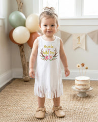 First Birthday, Wild One, Girl Birthday Dress, Personalized Birthday, 1st Birthday,Fringe Birthday Dress, Floral Deer Birthday,Girl Birthday