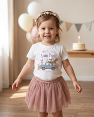 Oink baa moo blue truck birthday for 2 year old girl's party.