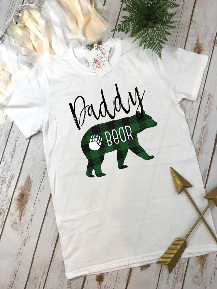 Daddy Bear Shirt, Daddy and Me shirts, Buffalo Plaid Party, Buffalo Plaid Shirt, Dad Shirts, Family Outfits, Baby Shower Gift for Dad, Green