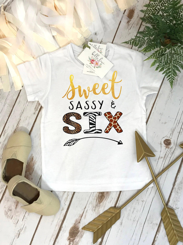 Sweet Sassy Six Sixth Birthday Shirt, Animal Print Dress