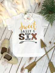 Sweet Sassy Six Sixth Birthday Shirt, Animal Print Dress