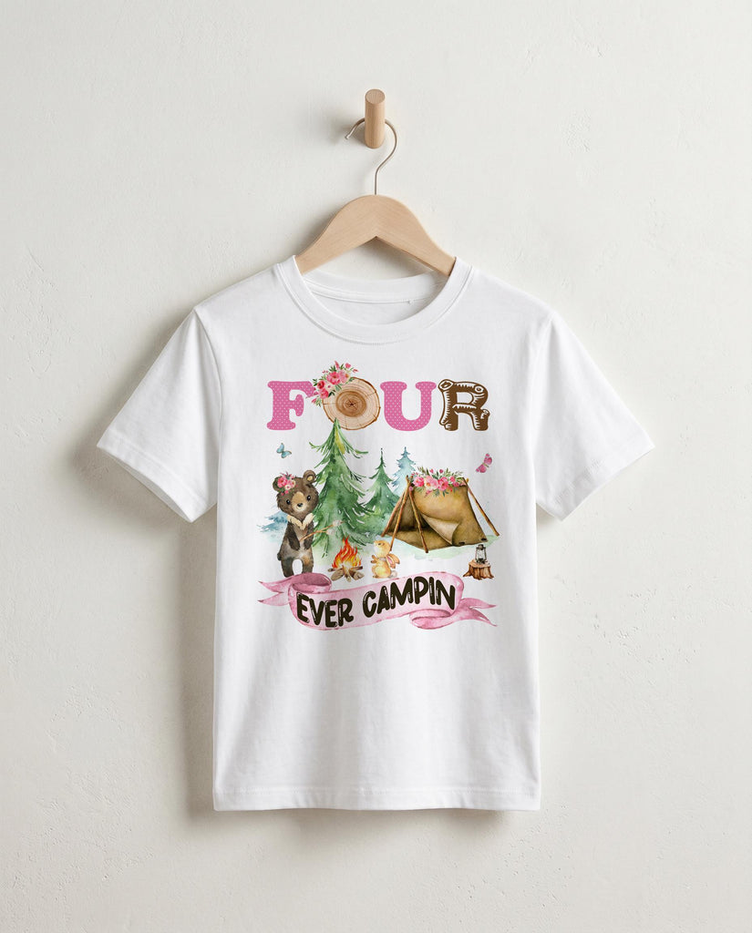 4th Birthday Camping Outfit, Girl Turning Four Gift, Camp Birthday Shirt