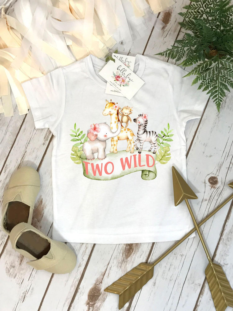 Two Wild Safari Birthday Shirt, Second Birthday Girl Outfit