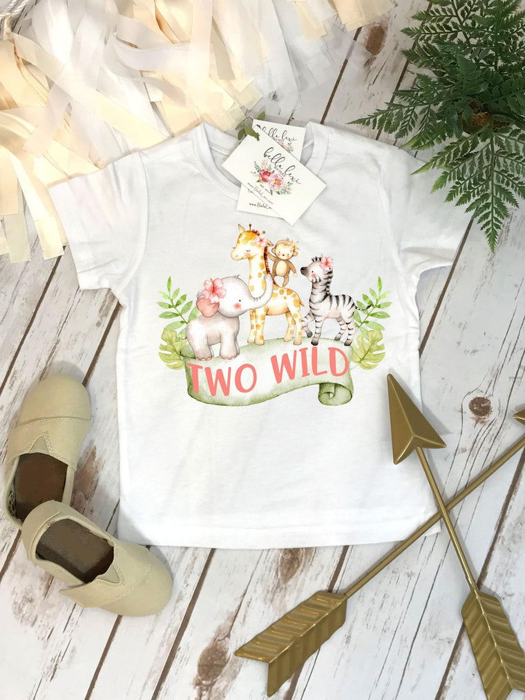 Two Wild Safari Birthday Shirt, Second Birthday Girl Outfit
