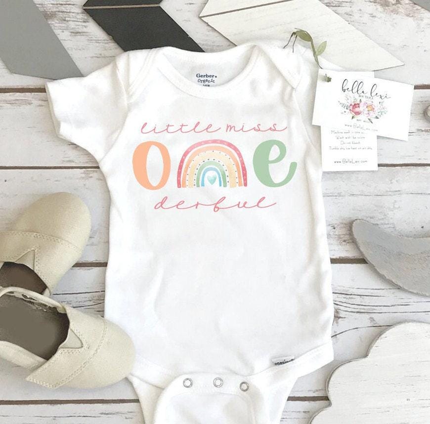 Little Miss Onederful 1st Birthday Rainbow Onesie