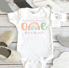 Little Miss Onederful 1st Birthday Rainbow Onesie