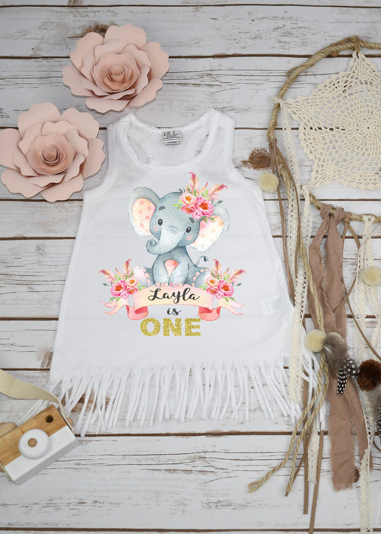 First Birthday, Elephant Theme, Birthday Dress, 1st Birthday, Personalized Birthday Dress, Girl Birthday, Birthday Shirt, Best Seller