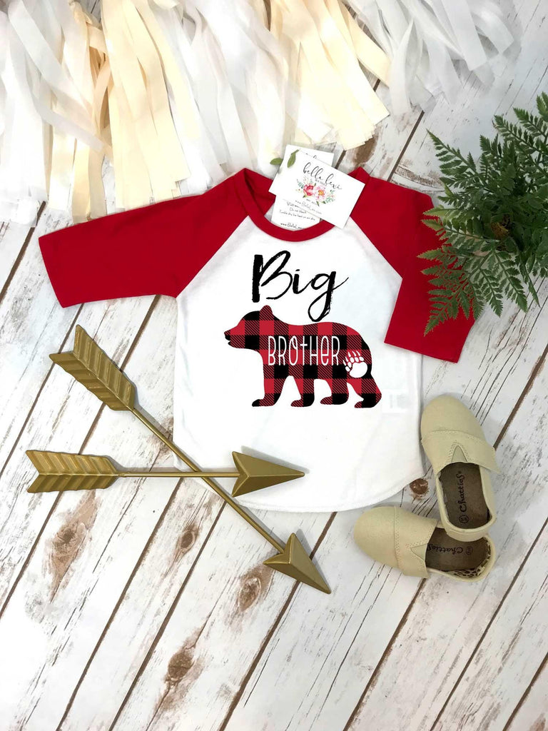 Big Brother Shirt, Buffalo Plaid Bear, Brothers Matching Shirts, Family Tees