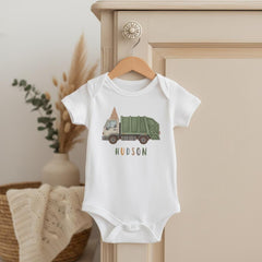 Garbage Truck Birthday Bodysuit & Tee, Personalized Boy Vehicle Outfit