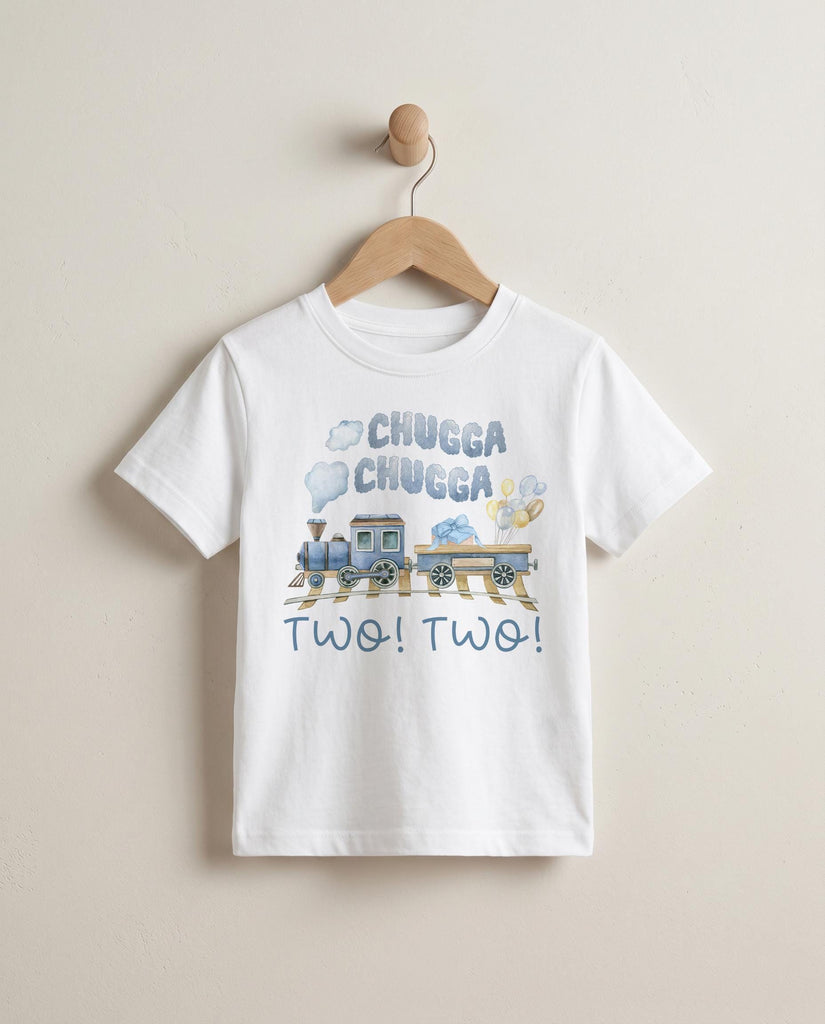 train birthday shirt for a 2 year old celebrating for a party.