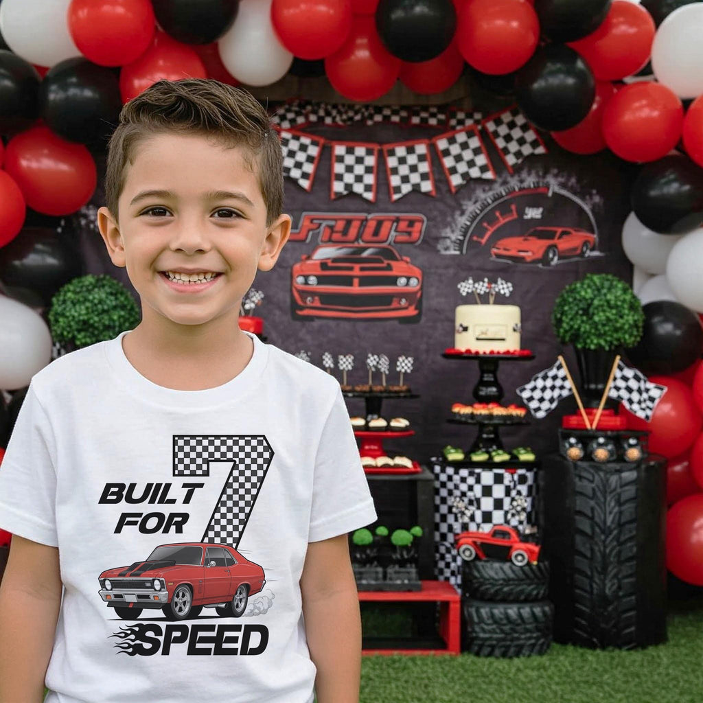 Built for Speed Birthday Shirt, Race Car Party Shirt, Boys 7th Birthday Tee, Fast Car Shirt, Kids Racing Theme Outfit, Car Lover Gift