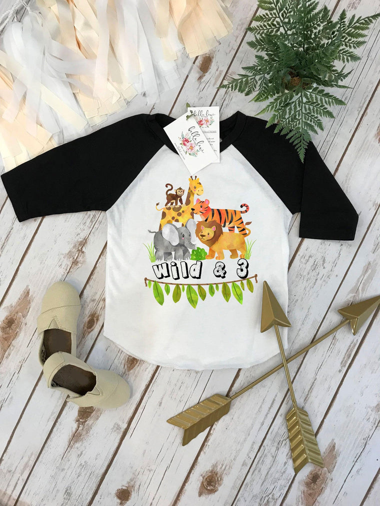 Wild and 3 Safari Birthday Shirt, Third Birthday Outfit