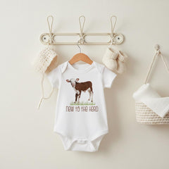 Baby Shower Gift, NEW TO the HERD, Western Nursery, Farm shirt, CowBOY, Cow Bodysuit, Farm Baby Gift, Cute Baby Clothes, Cow Theme, hereford