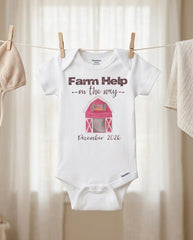 farm help on the way baby reveal onesie
