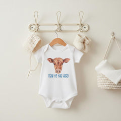 New to the Herd Bodysuit, Western Newborn Outfit, Rustic Neutral Shower Gift, Baby Boy Gift, Cow Infant Romper, Farm Baby Bodysuit