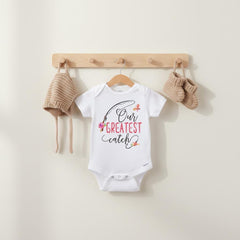 Our Greatest Catch Bodysuit, Fishing Baby Gift, Fishing Daddy Shirt