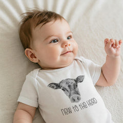 Baby Shower Gift, NEW TO the HERD, Western Nursery, Farm shirt, CowBOY, Cow Bodysuit, Farm Baby Gift, Cute Baby Clothes, Cow Theme, Farm baby