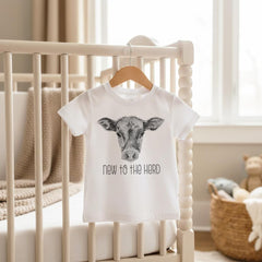 Baby Shower Gift, NEW TO the HERD, Western Nursery, Farm shirt, CowBOY, Cow Bodysuit, Farm Baby Gift, Cute Baby Clothes, Cow Theme, Farm baby