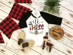 Third Birthday Shirt, Lumberjack Birthday, 3rd Birthday shirt, Buffalo Plaid Party, Lumberjack Party, Woodland Party Set, Camping Birthday