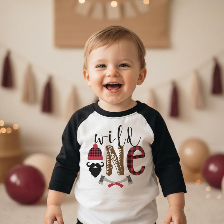 Wild One Lumberjack 1st Birthday Shirt – Buffalo Plaid First Birthday Outfit, Lumberjack Theme Party Tee, Wild One Matching Tees