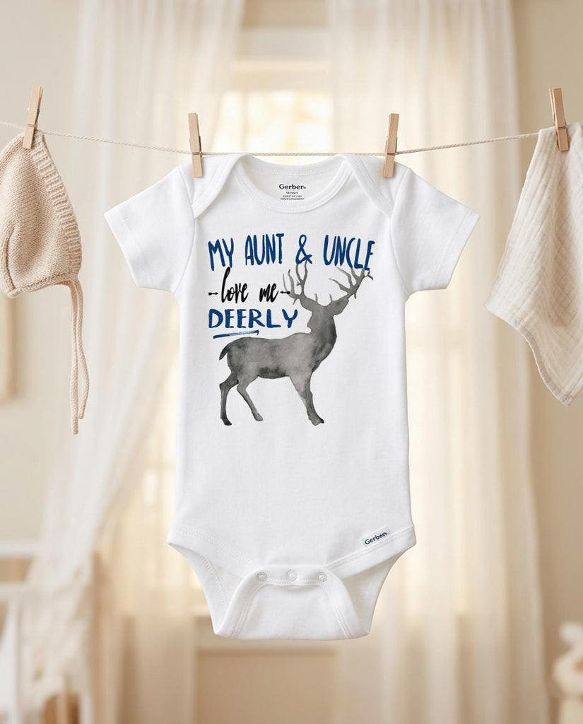 Baby Shower Gift, My Aunt & Uncle Love Me Deerly, Nephew Gift, Aunt Onesie®, Uncle Onesie, Deer Theme, Best Aunt Ever, Newborn Gifts,Newborn