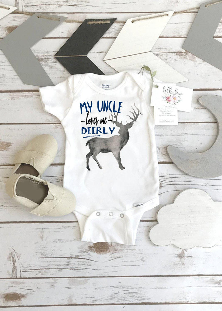 Baby Shower Gift, My Uncle Loves Me Deerly, Nephew Gift, Uncle Onesie®, Uncle shirt, Deer Theme, Uncle Gift, Best Uncle Ever, Newborn Gifts