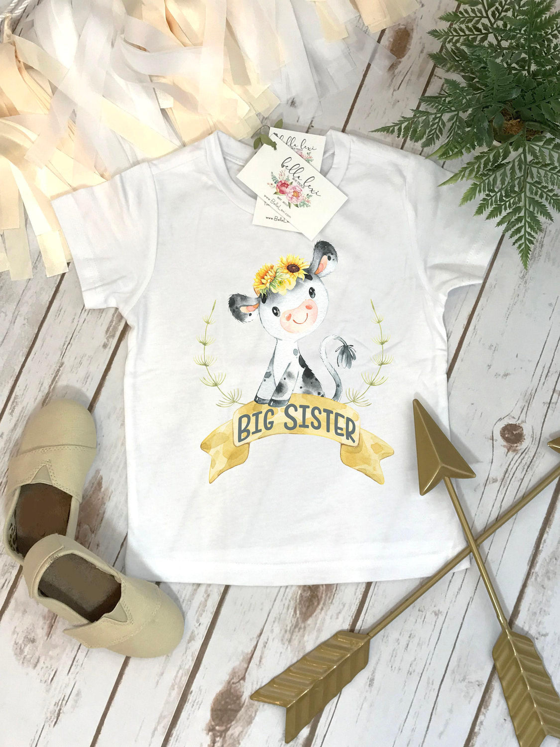 Big Sister Sunflower Cow Bodysuit