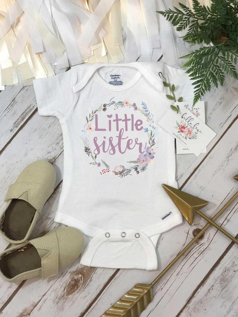 Little Sister Floral Bodysuit, Sisters Matching Shirt
