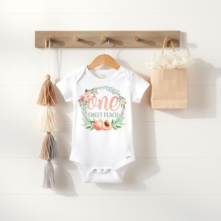 Peach Birthday Onesie®, One Sweet Peach, Peach Birthday shirt, 1st Birthday, Sweet as a Peach, Peach Party, Peaches Birthday, Peachy, I am 1