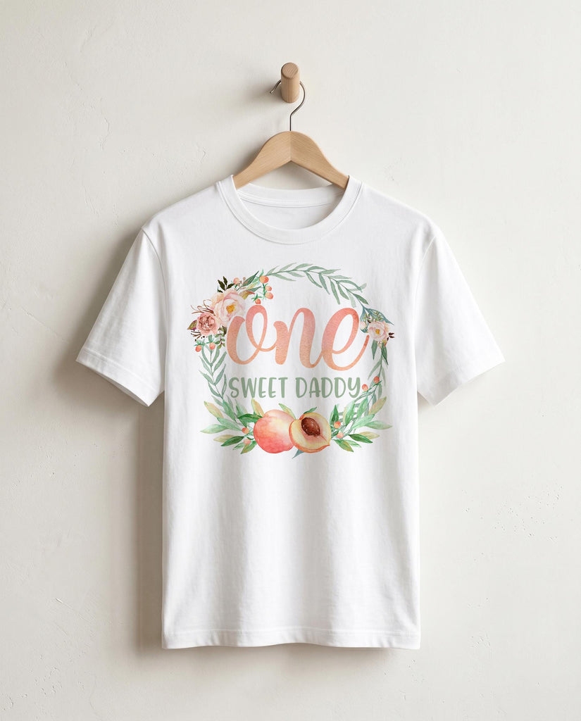One Sweet Daddy Shirt — Peach First Birthday Dad Tee — Summer Birthday Party — Sweet as a Peach
