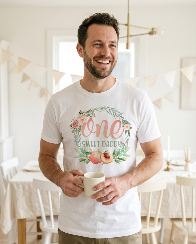 One Sweet Daddy Shirt — Peach First Birthday Dad Tee — Summer Birthday Party — Sweet as a Peach