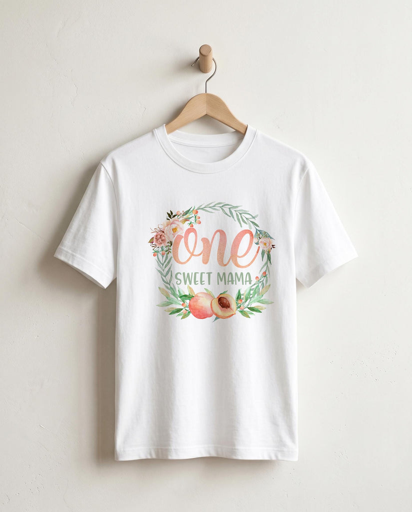 One Sweet Mama Shirt — Peach First Birthday Mom Tee — Summer Birthday Party — Sweet as a Peach