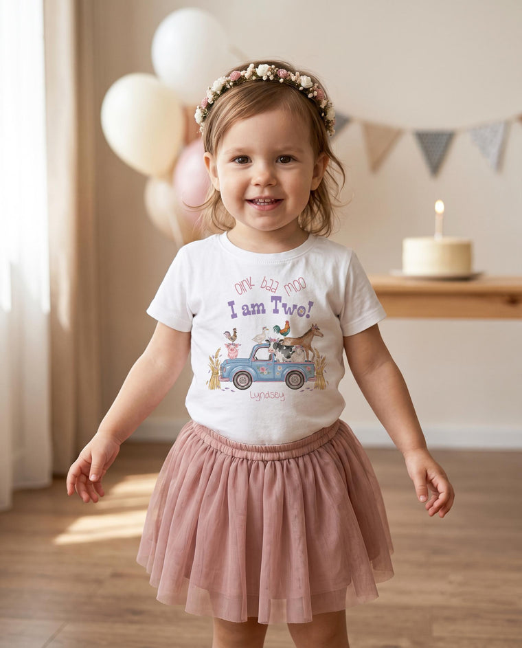 Second Birthday, Oink Baa Moo, Girl Birthday Shirt, Farm Birthday, Oink Moo Turning Two, 2nd Birthday, Blue Truck Party, Farm Party Theme