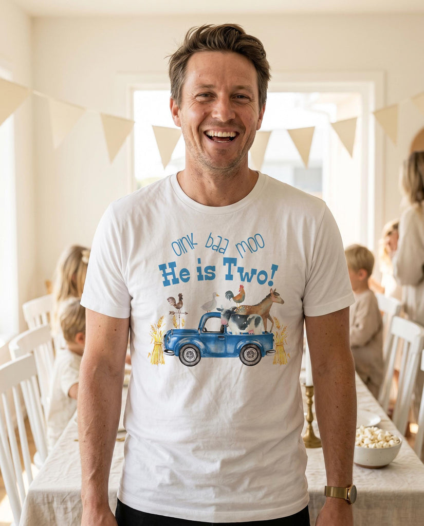 Farm Birthday Shirt, Oink Baa Moo, Second Birthday Blue Truck Party, Family Birthday Tees