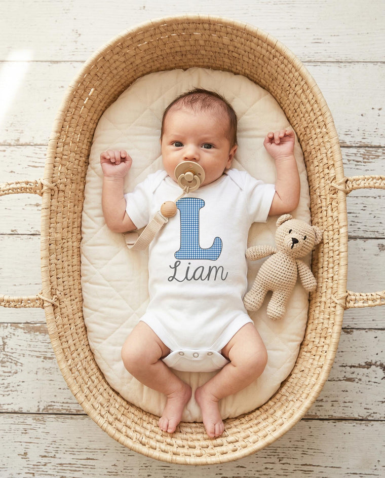 Personalized Baby Boy Gift, Custom Name Bodysuit, Monogram Newborn