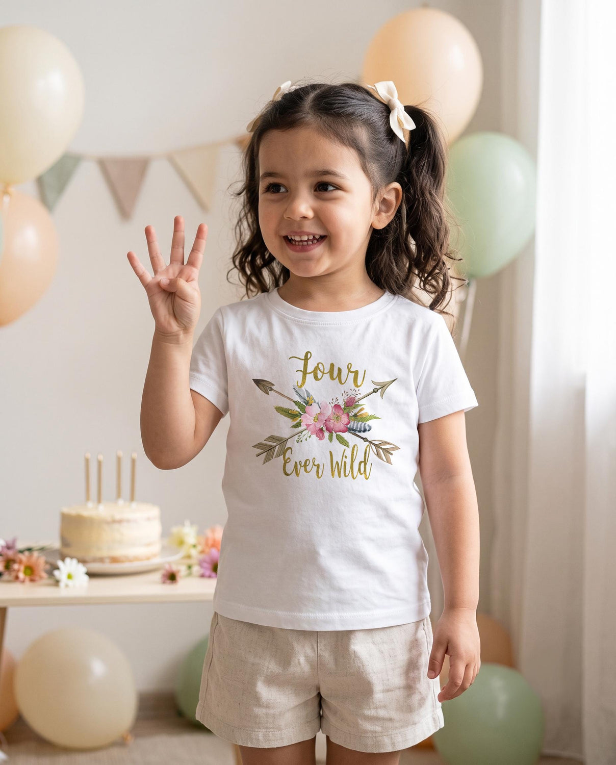 4th birthday shirt for girls boho birthday outfit girl turning four gift