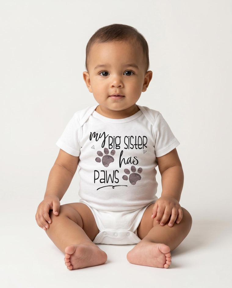 Newborn Gift, My Big Sister Has Paws, Dog Cat Family Shirt