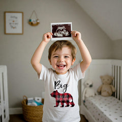 Big Brother Shirt Buffalo Plaid Bear Toddler Shirt, Big Brother Gift Big Brother To Be, Pregnancy Reveal Shirt, Big Brother Tee Big Bro Top