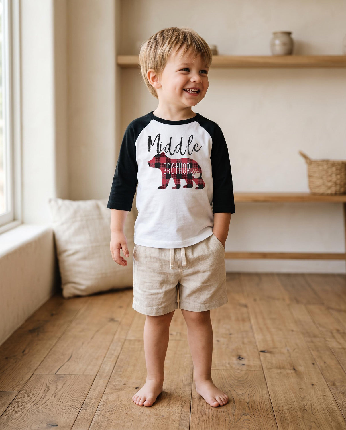 holiday photo matching tees for brothers and middle brother